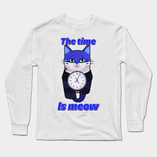 The Time is Meow ‘Blue’ Long Sleeve T-Shirt